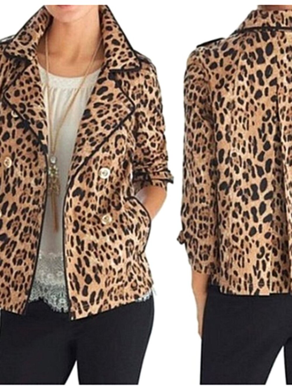 White House Black Market Leopard Swing Jacket size 6